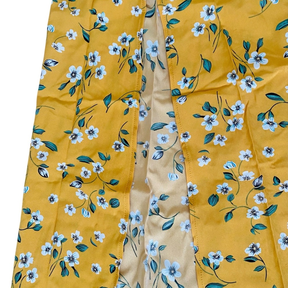 Woman’s Floral Yellow Maxi Skirt White Flowers - Picture 7 of 10